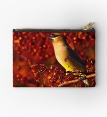 Cedar Waxwing and Berries Studio Pouch
