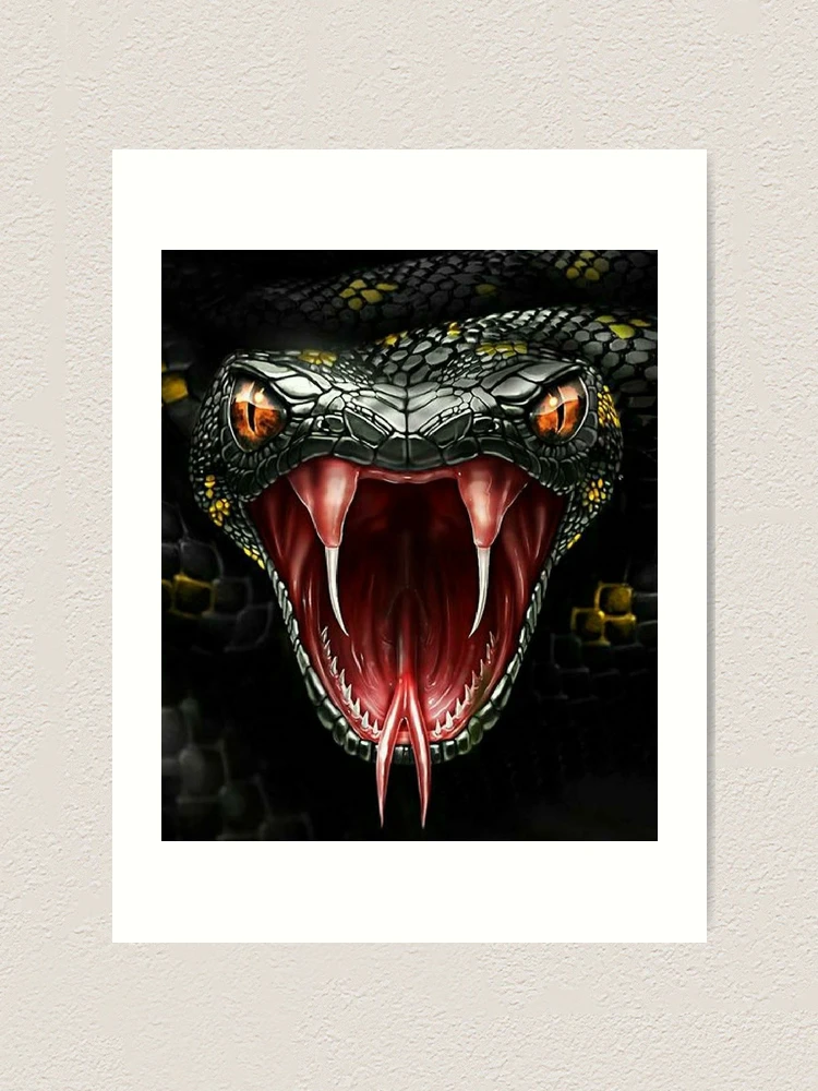 3D Black Mamba Python Boa Snake Head | Art Print