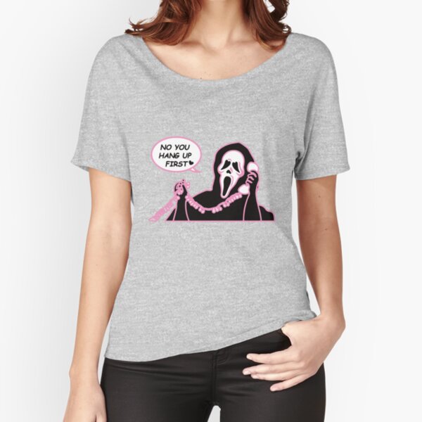 No You Hang Up First Ghost face Halloween Funny Horror Scream Movie Relaxed Fit T-Shirt