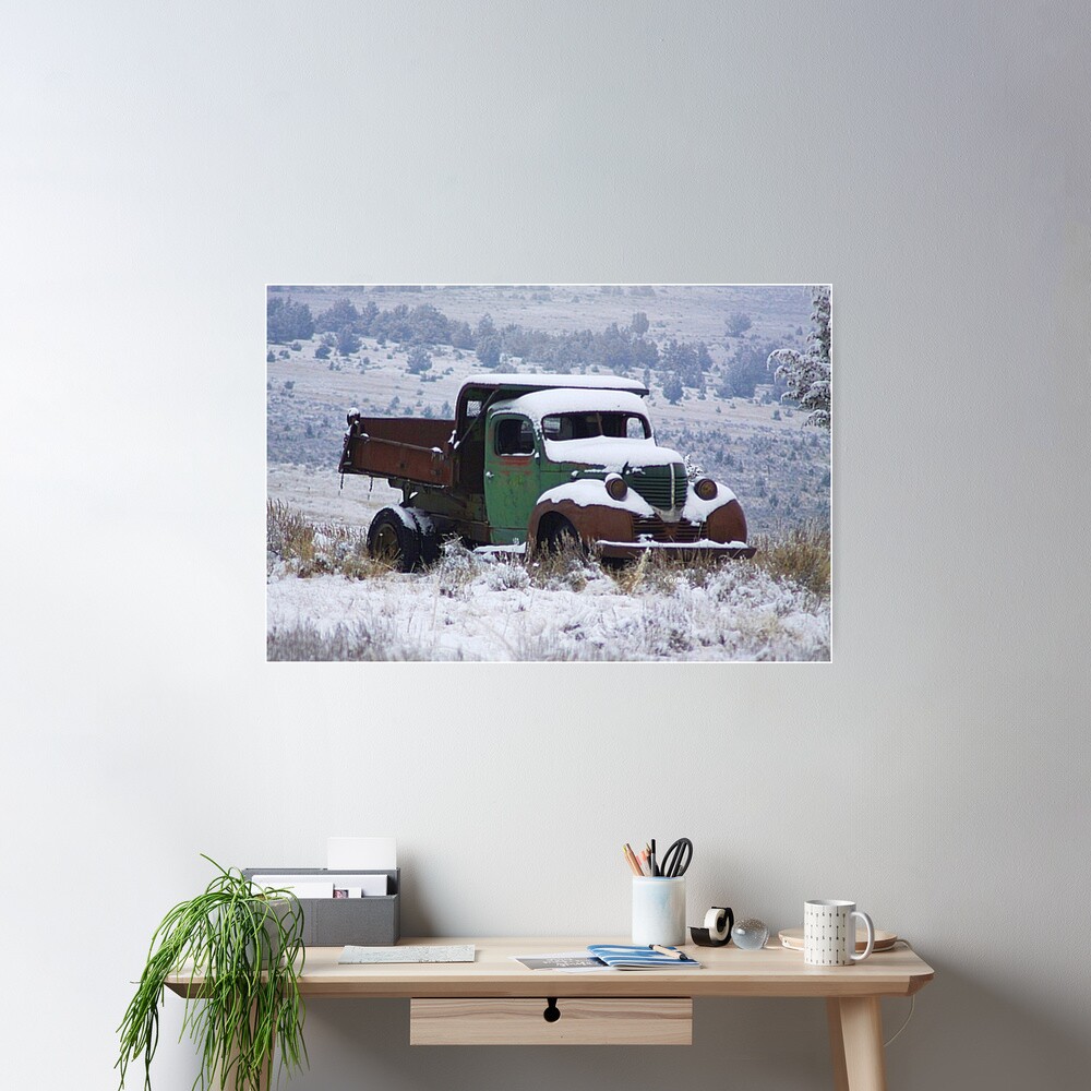 Vintage Dump Truck in the Snow Poster