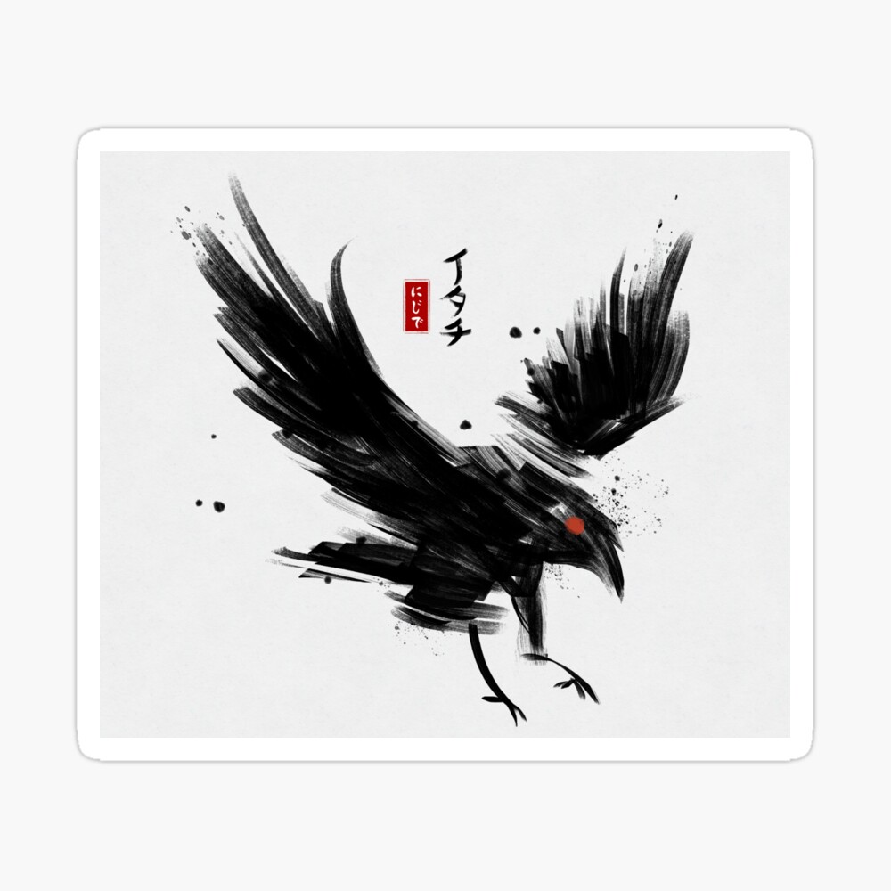 Anime Crow With Red Eyes Sumi E Poster For Sale By Nihonjindesu Redbubble