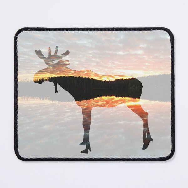 Item preview, Moose silhouette sunset at the lake designed and sold by Pauletart.