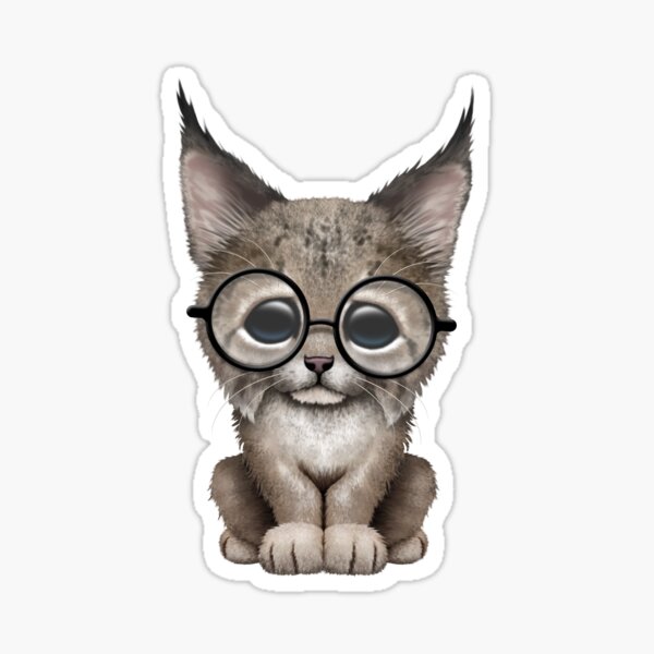 Cute Baby Lynx Cub Wearing Glasses Sticker