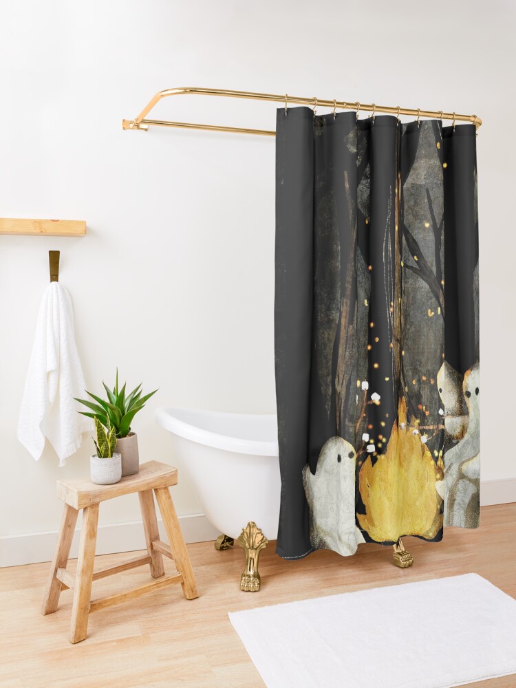 Alternate view of Marshmallows and ghost stories Shower Curtain