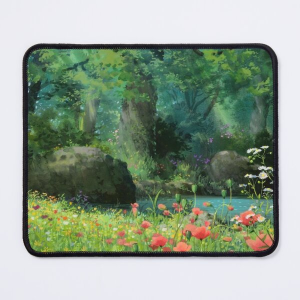 Item preview, Red Flowers field with a Lake designed and sold by pompomcherryy.