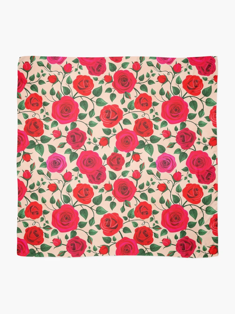 Thumbnail 2 of 3, Scarf, Colorful Detailed Roses Pattern designed and sold by TheSkullArmy.