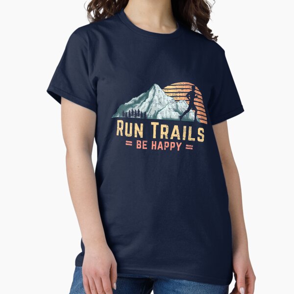 Artikel-Vorschau von Trails laufen Sei glücklich Bergläufer Retro Trail Running, designt und verkauft von 74ninetees.