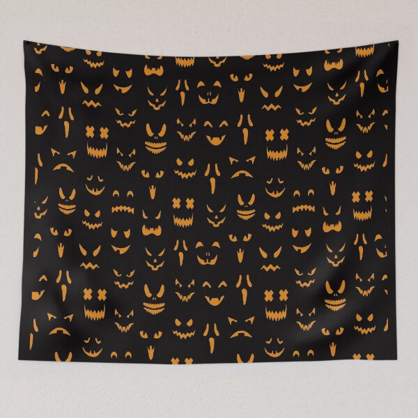 Item preview, Pumpkin Faces Pattern Orange designed and sold by WearWolfDesigns.