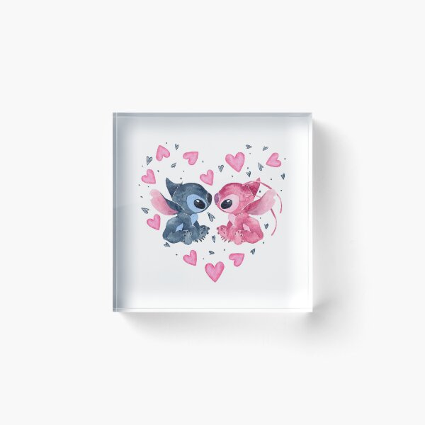 Lilo and Stitch Magic Kingdom Digital Watercolor Acrylic Block
