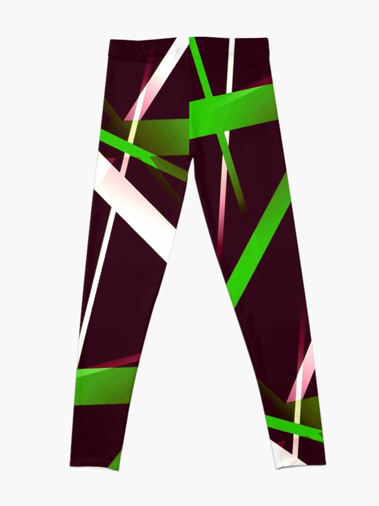 Disover Seamless Green and White Strips Pattern On Purple Red Leggings