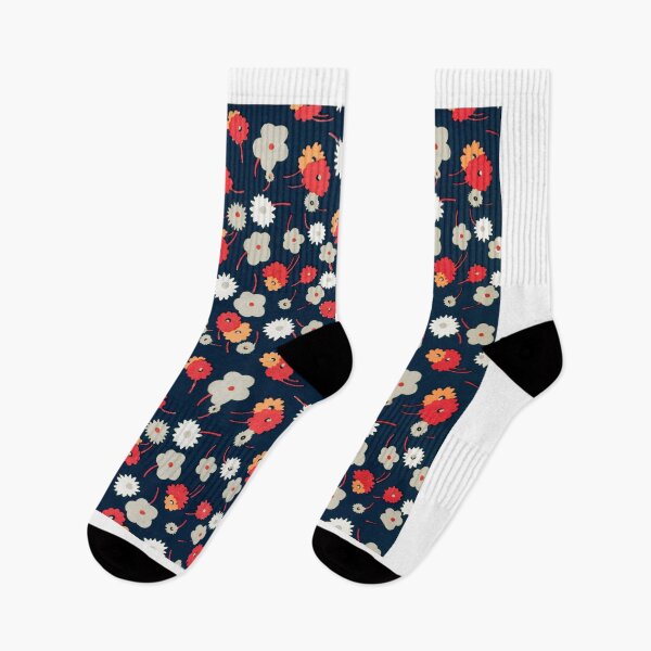 Item preview, red white orange floral on black back ground designed and sold by SILVAstor.