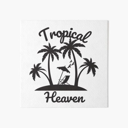 Tropical Vacation Palm Tree Coconut Retro Sun Tropical Beaches Art Board Print
