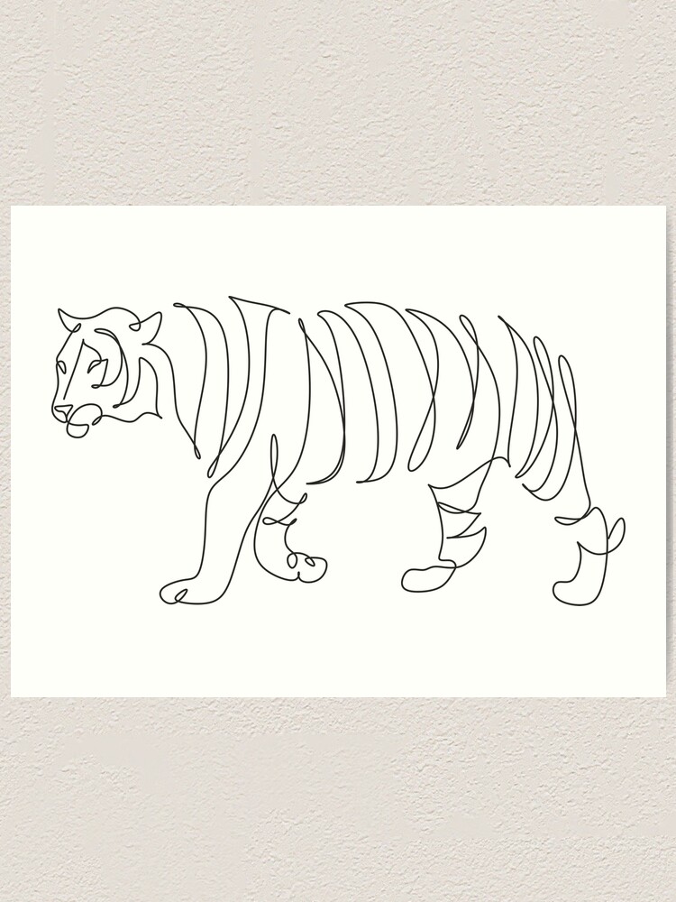 AI Art Generator: Tiger cub, very cute, with big eyes, in the woods,  coloring page, outline art, outline drawing line art for coloring book,  white background, thin lines, drawing style, centered.