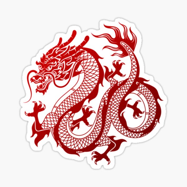 Pegatina «Símbolo del pulmón del dragón rojo chino Gráfico del tatuaje del  dragón chino» de enjoytheshirt | Redbubble