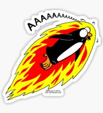 Flaming Flying Screaming Penguin Sticker