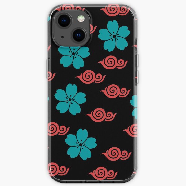 Japanische Blume mit rotem Wolkenmuster Anime iPhone Flexible Hülle