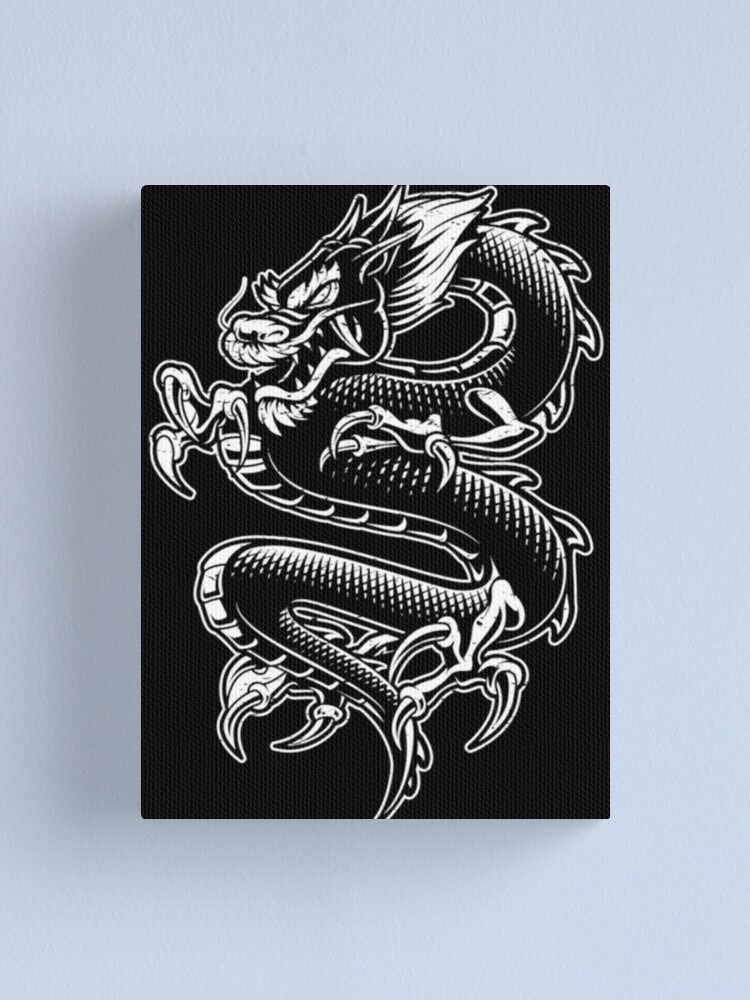 Lienzo «Símbolo del dragón rojo chino Gráfico del tatuaje del dragón chino  | Regalo perfecto | tatuaje de dragón» de carorowen | Redbubble