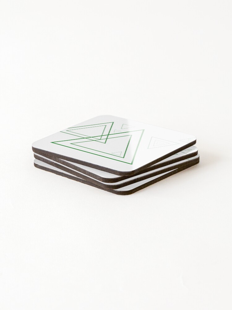 Thumbnail 4 of 5, Coasters (Set of 4), Green triangles designed and sold by RMSartZ.