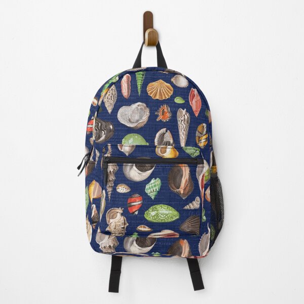 Item preview, Seashells multicolor on royal blue designed and sold by Delinda Graphic Studio.