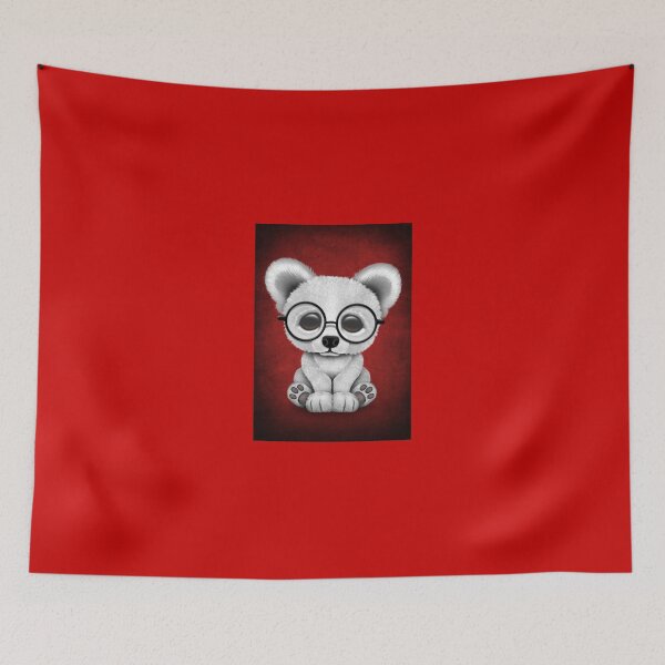 Item preview, Cute Polar Bear Cub with Eye Glasses on Red designed and sold by JeffBartels.