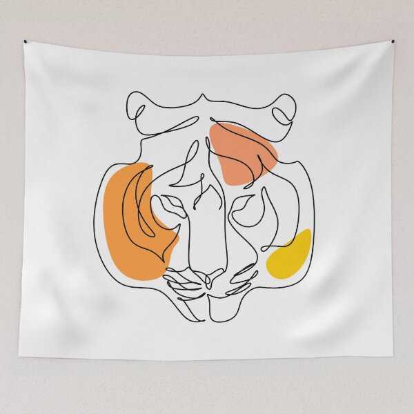 Item preview, Tiger face line drawing designed and sold by OneLinePrint.