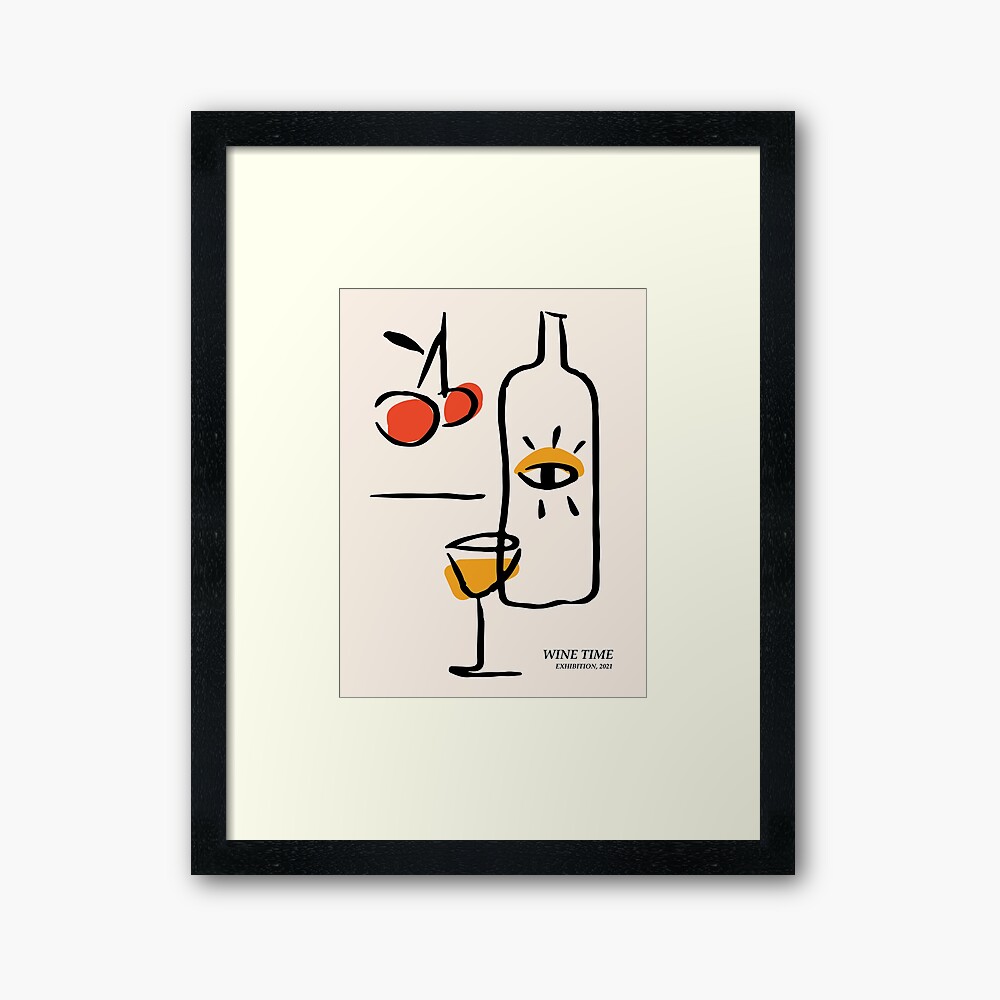 Wine time, Cocktail, Abstract fun art, Retro print, Exhibition