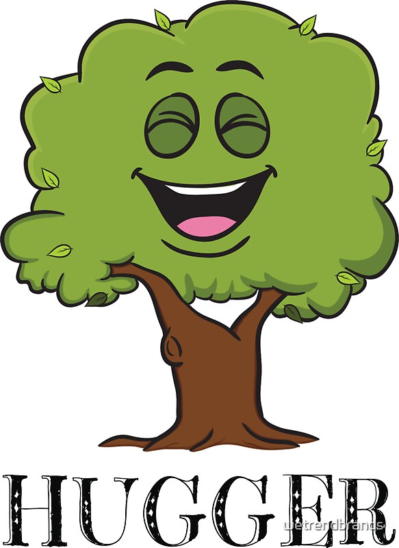 "Tree Hugger Happy Tree Emoji Environmentalist TShirt V 2" Stickers by