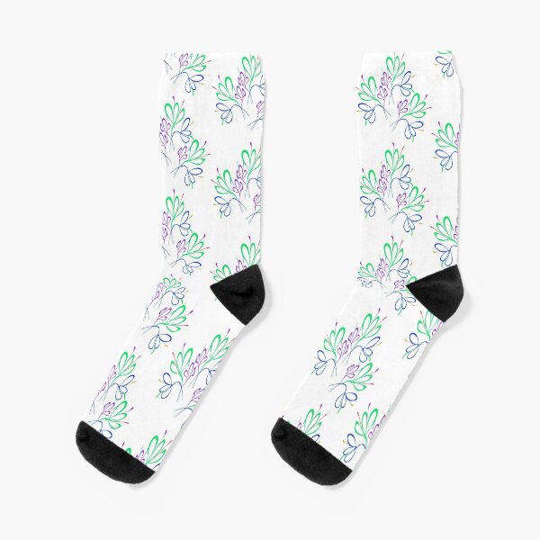  flower pink, blue and green abstract Socks