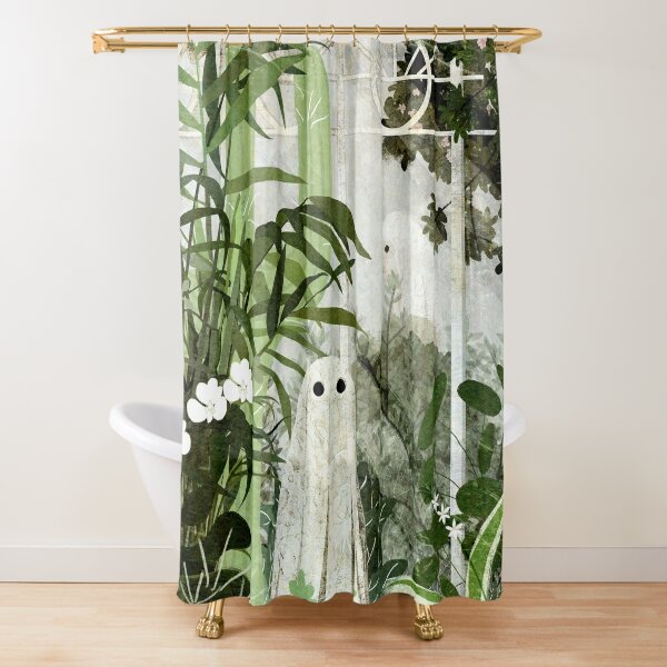 Disover There's A Ghost in the Greenhouse Again Shower Curtain