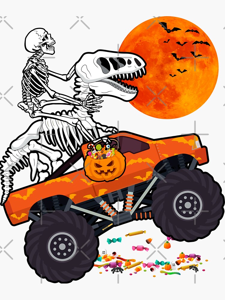 Custom Kids Skeleton Monster Truck Trick Treat Halloween Monster