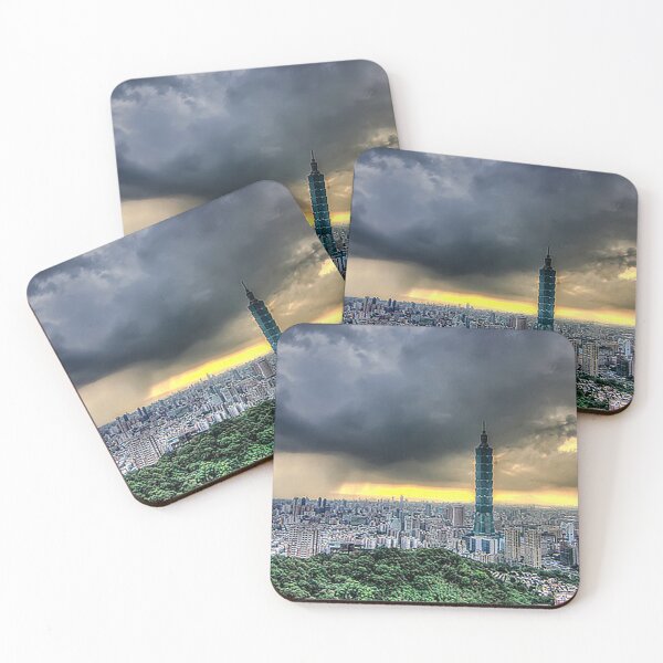 Item preview, Taipei Taiwan Cityscape, Taipei Skyline, Taipei 101 building, skyscraper, Capital of Taiwan, Formosa, Stormy clouds, Tom Keys designed and sold by Nostrathomas66.