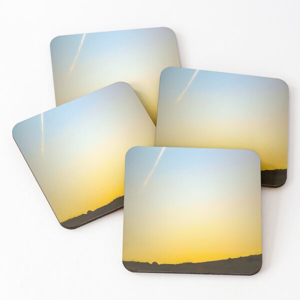 Item preview, Beautiful scenic golden sunset with airplane contrails in a vivid blue sky designed and sold by Alahyane Said.