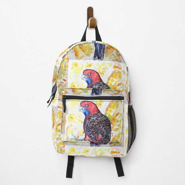 Item preview, Crimson Rosella with Wattle Australian wildlife birds designed and sold by Liz HL Art Shop.