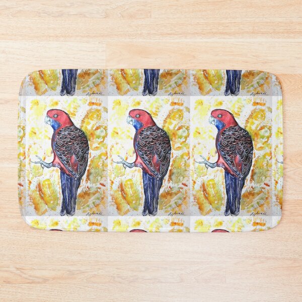 Item preview, Crimson Rosella with Wattle Australian wildlife birds designed and sold by Liz HL Art Shop.