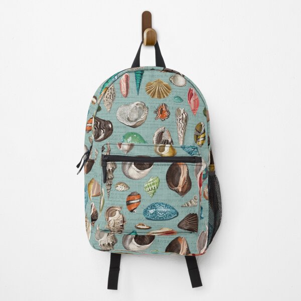 Item preview, Seashells multicolor on duck egg blue designed and sold by Delinda Graphic Studio.