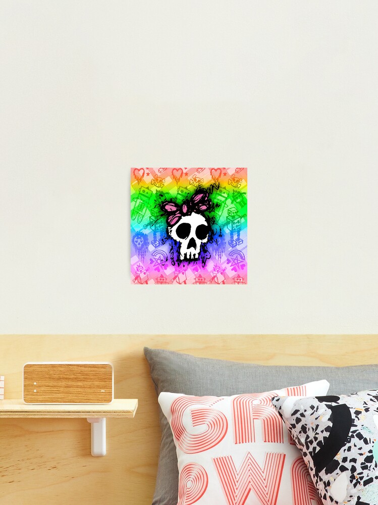 Thumbnail 2 of 3, Photographic Print, Rainbow Sketched Skull Princess designed and sold by RoseanneJones.