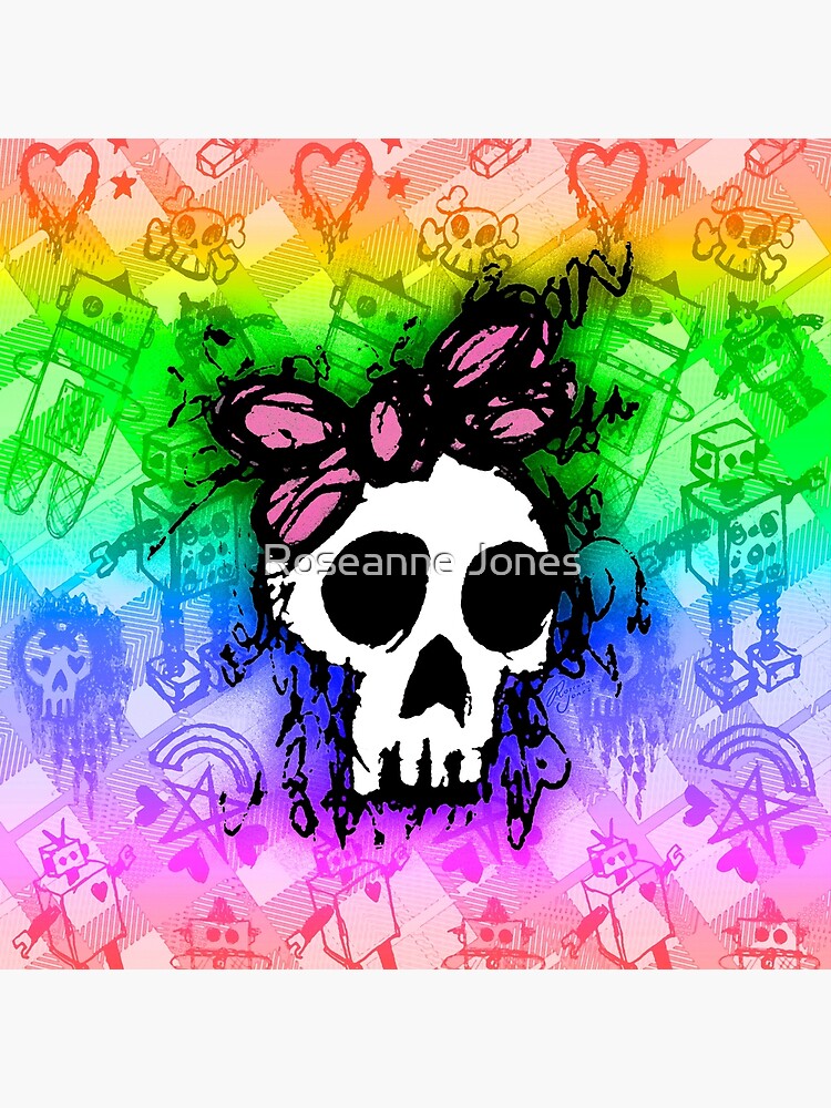 Thumbnail 3 of 3, Photographic Print, Rainbow Sketched Skull Princess designed and sold by RoseanneJones.