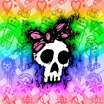 Artwork thumbnail, Rainbow Sketched Skull Princess by Roseanne Jones