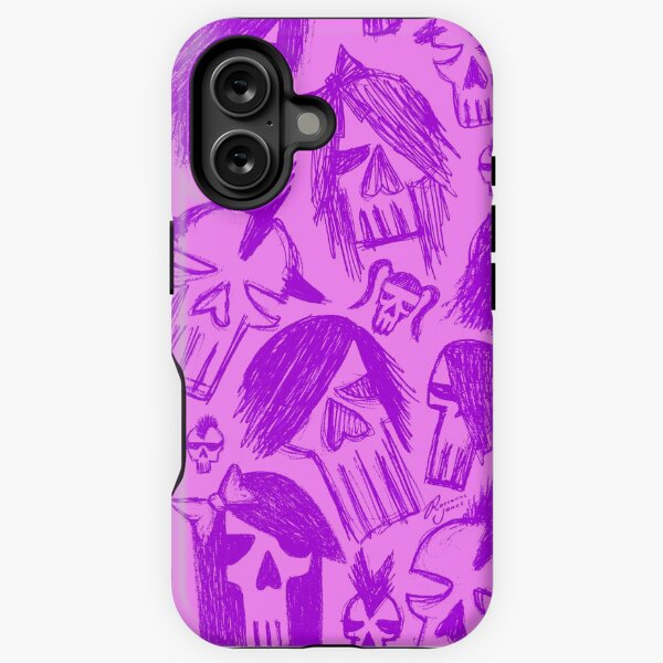 Purple Skull Sketches iPhone Tough Case