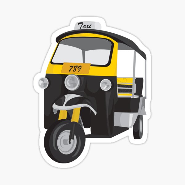 Artikel-Vorschau von Taxi Tuk Tuk Thailand Vintage Retro-Klassiker, Taxi Auto 5 schwarzes Auto, designt und verkauft von BlareBlare.