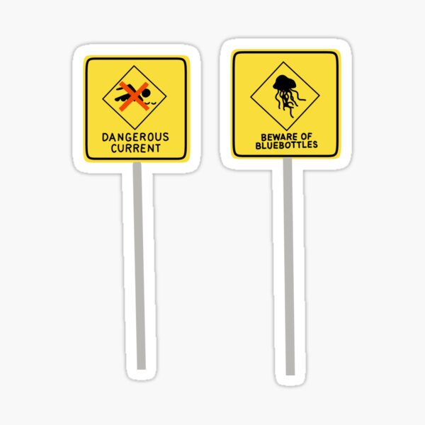 Beach warning signs Sticker