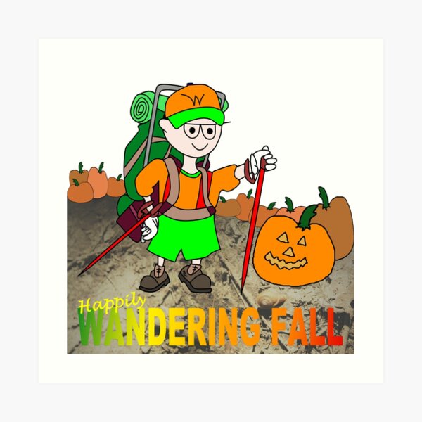 Happily Wandering Fall (Toon Land, Fall Collection) Art Print