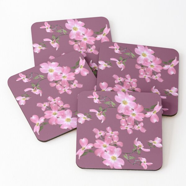 Item preview, Pink Dogwood Blossoms on a Burgundy Background designed and sold by KathyLav.