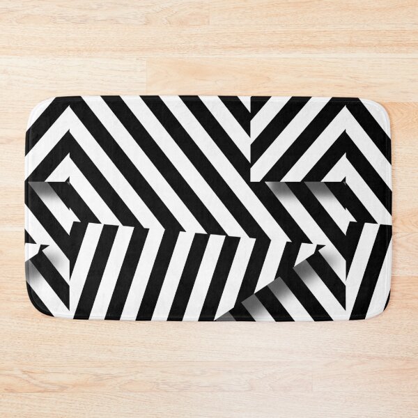Item preview, 1950 retro modern memphis style black and white geometric stripe pattern designed and sold by UDDesign.