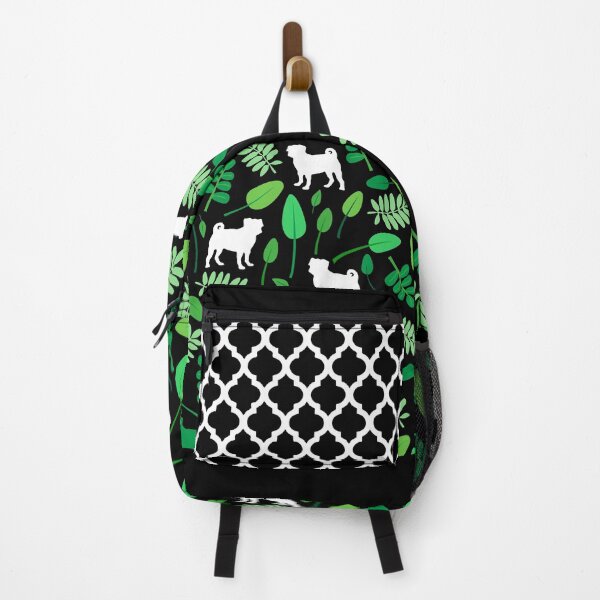 Item preview, White Pugs with Green Leaves - Pattern designed and sold by XOOXOO.