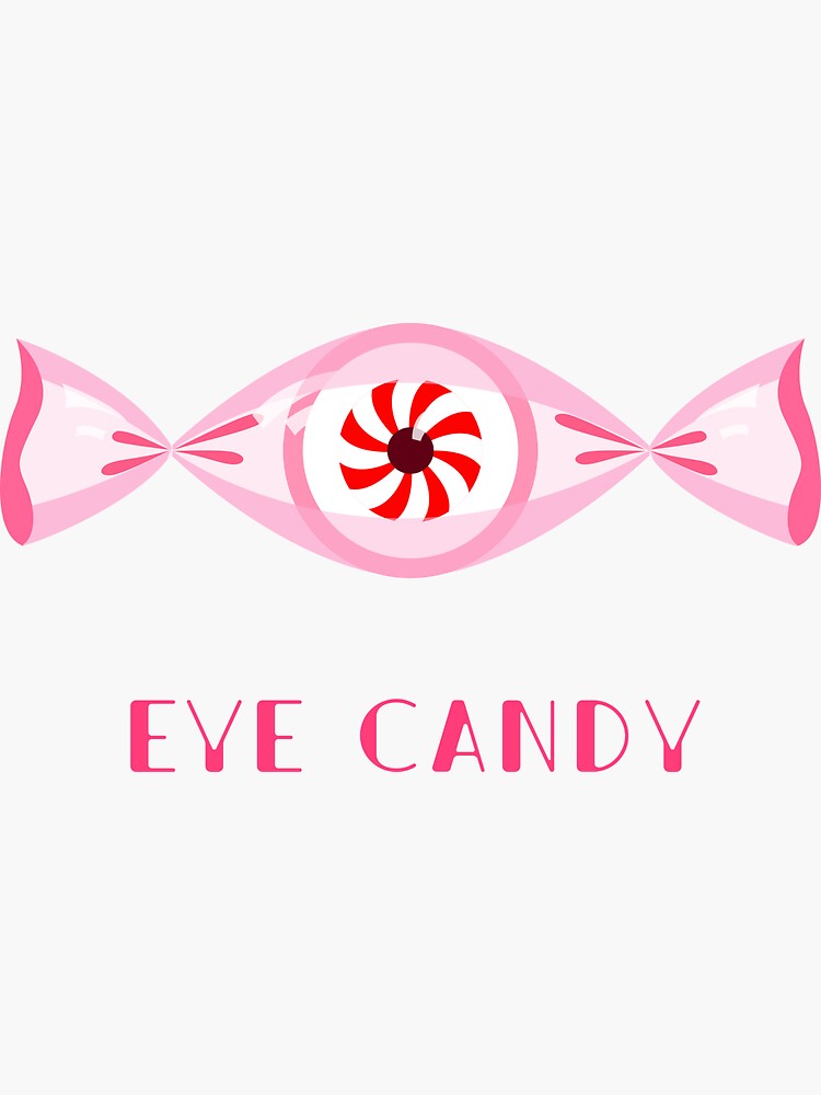 Thumbnail 3 of 3, Sticker, eye candy pink pun wordplay designed and sold by indiVisibl.