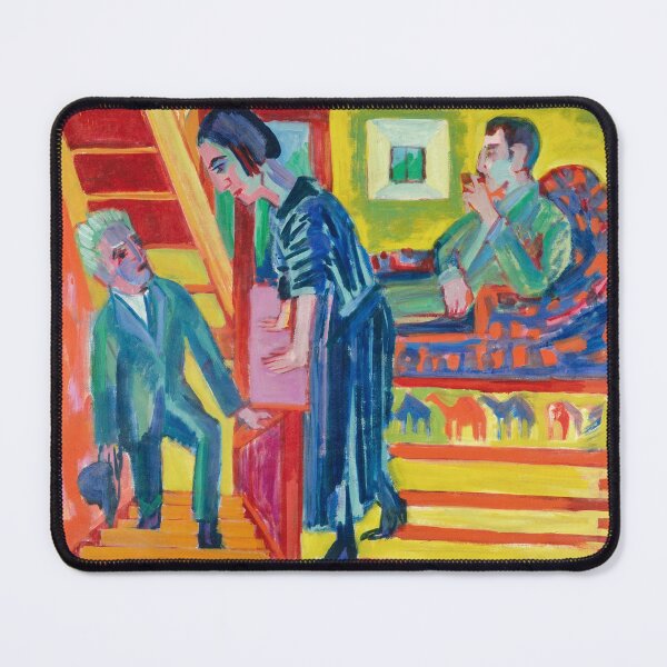 Item preview, Expressionism Painting The Visit - Couple and Newcomer (1922) by Ernst Ludwig Kirchner designed and sold by Designedbysm.
