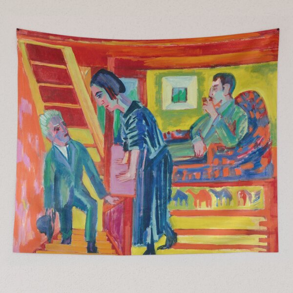 Item preview, Expressionism Painting The Visit - Couple and Newcomer (1922) by Ernst Ludwig Kirchner designed and sold by Designedbysm.