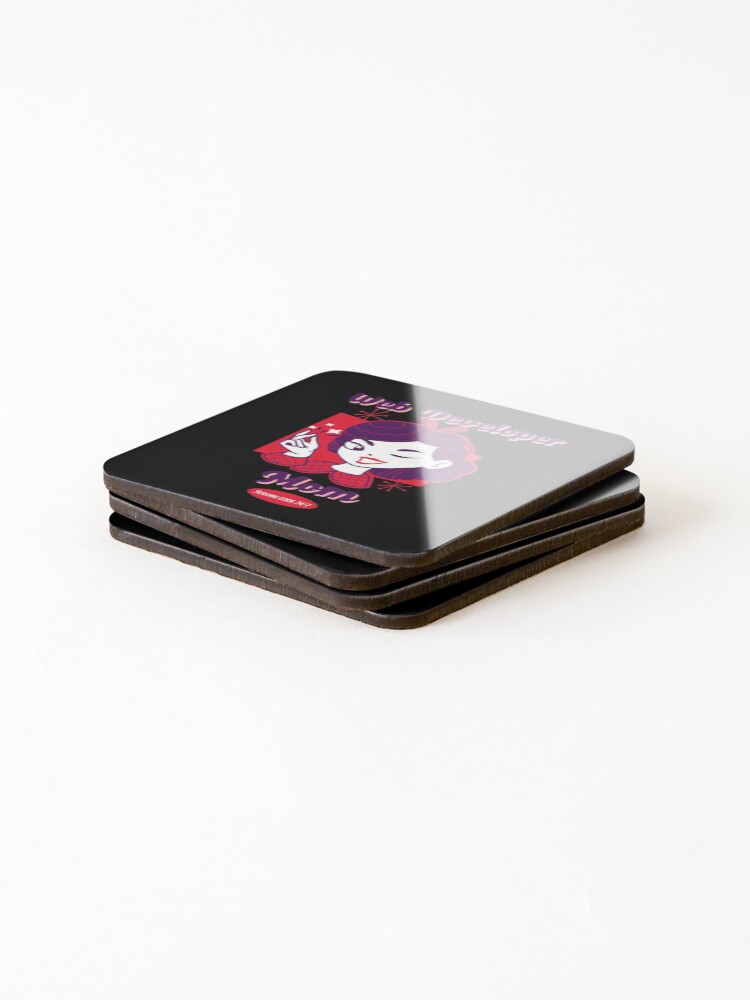 Thumbnail 4 of 5, Coasters (Set of 4), Web Developer Mom. Strong Code 24/7 - Web Development Female Coder designed and sold by Shirtlify.
