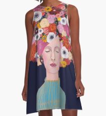 Vestido acampanado celeste